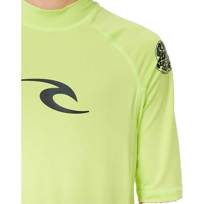 2024 Rip Curl Boys Brand Wave UPF Short Sleeve Rash Vest 121BRV - Lime